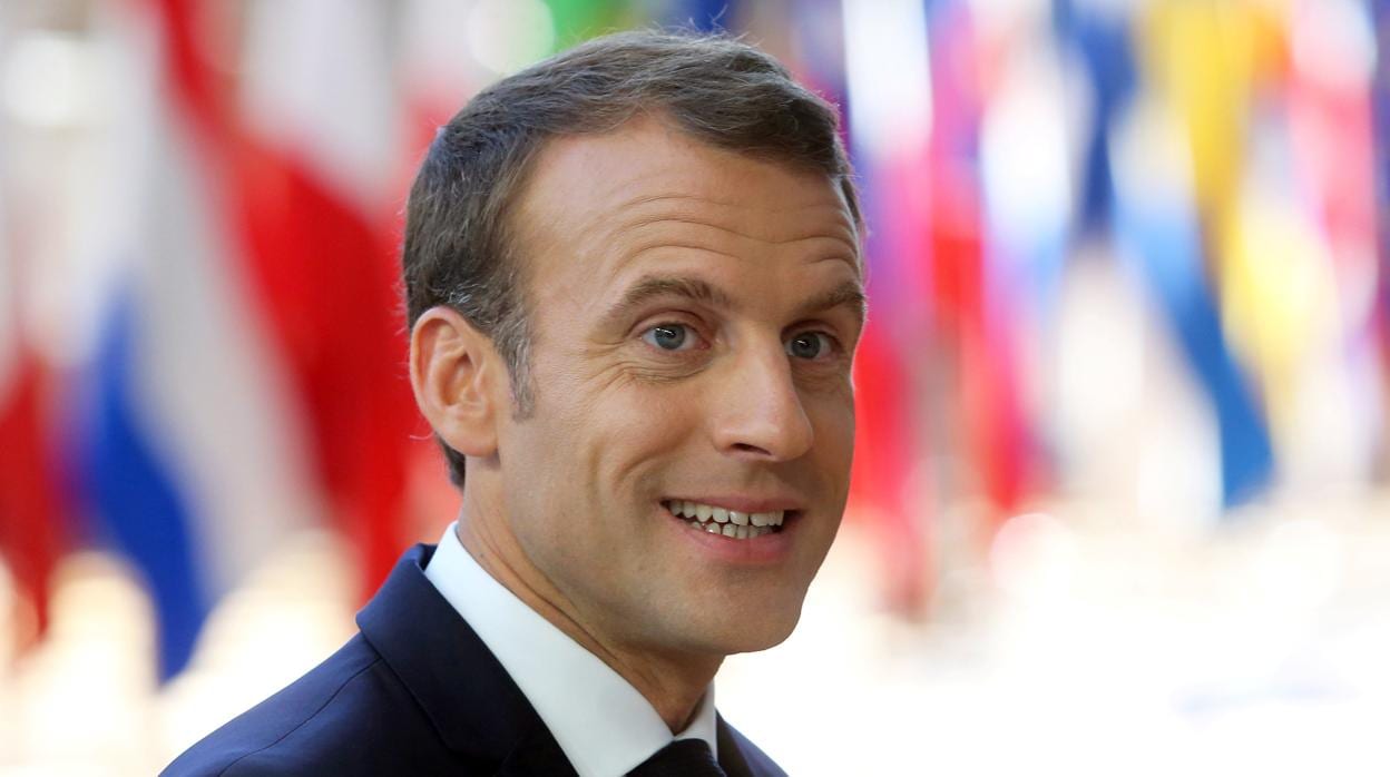 El presidente francés Enmanuel Macron en la reunión en Bruselas