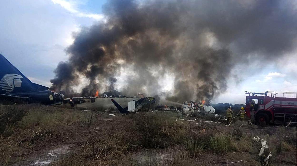 Así quedó el avión de Aeroméxico tras el accidente