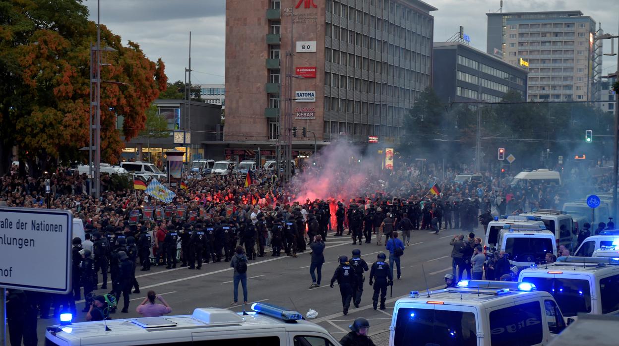 Cientos de manifestantes en las protestas de Chemnitz