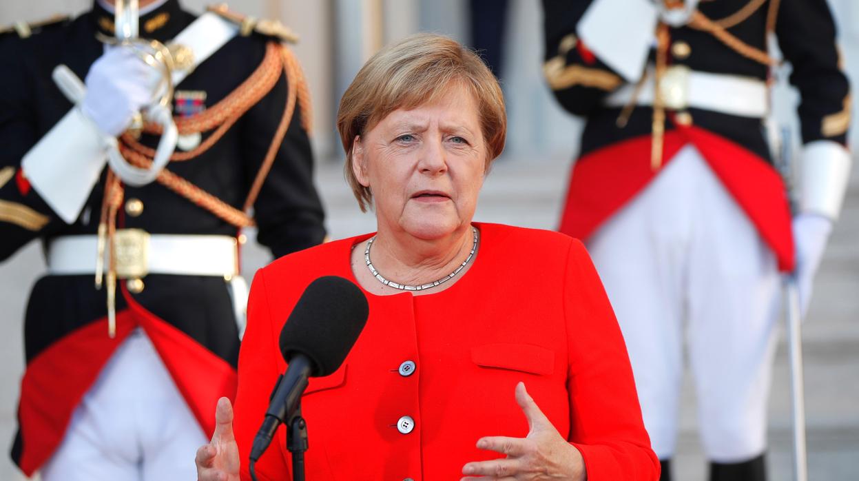 La canciller alemana Angela Merkel en la cumbre en Marsella