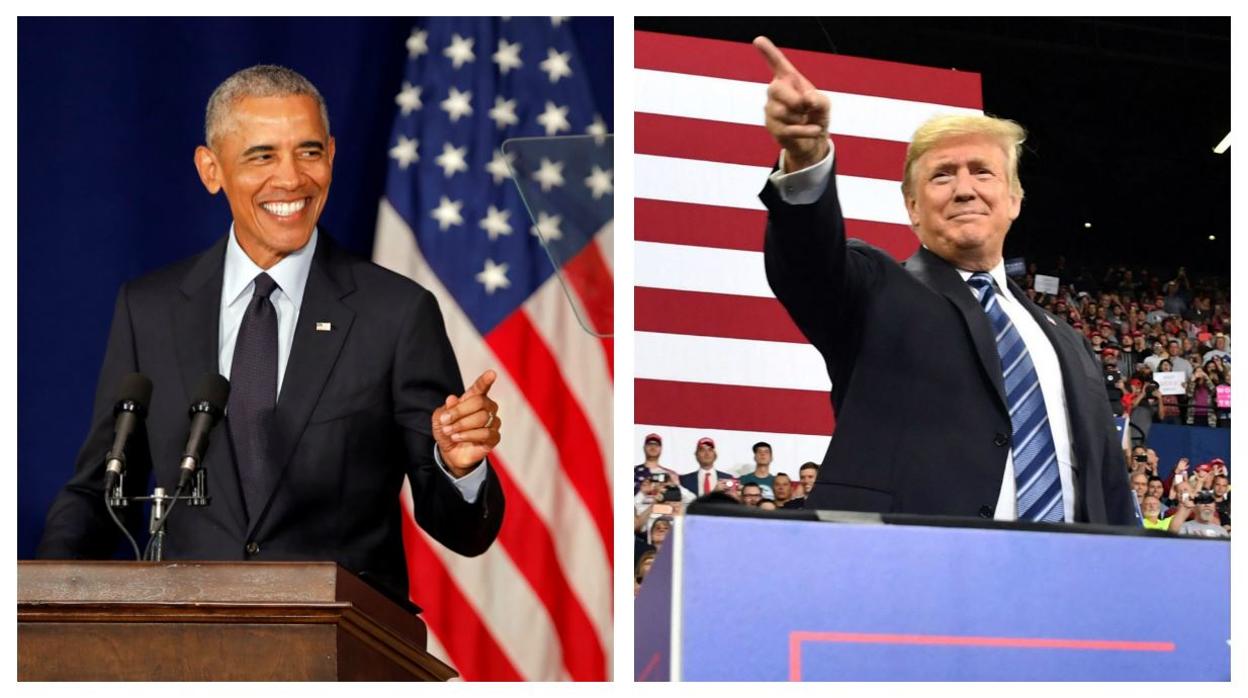 Barack Obama, este viernes en Illinois, y Donald Trump, en Montana