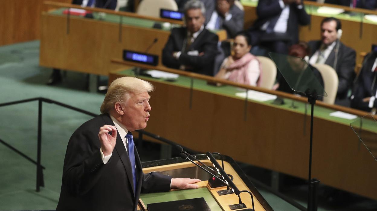 El presidente estadounidense Donald J. Trump pronuncia un discurso durante la Asamblea General de la ONU
