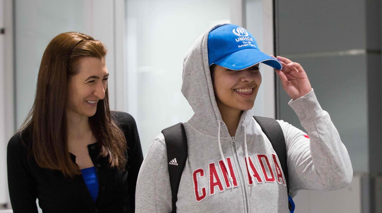 Rahaf Mohamed al Qunun, el aeropuesto internacinoal de Toronto este sábado