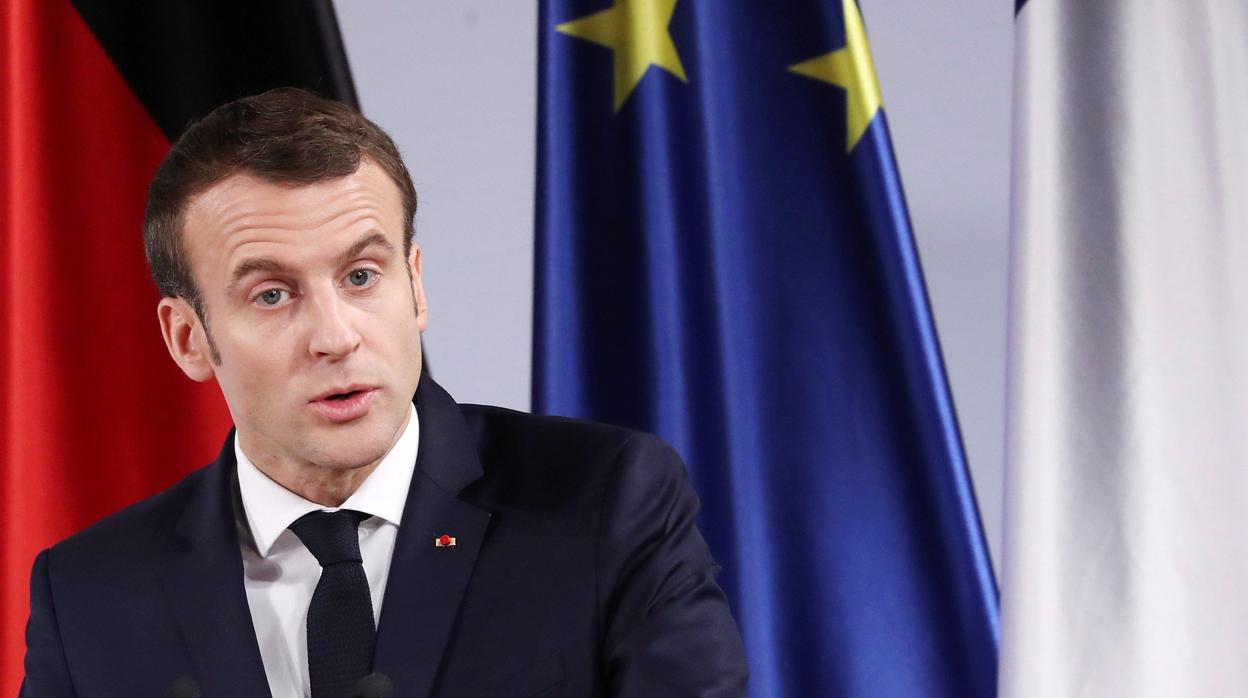 Emmanuel Macron, ofrece un discurso durante la firma del Tratado de Aquisgrán