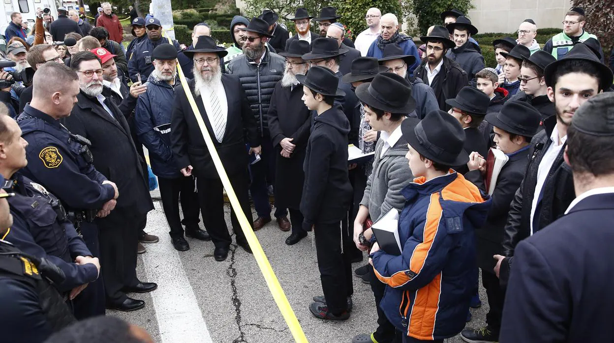 Protesta de judíos ultraortodoxos en Pensilvania en octubre de 2016