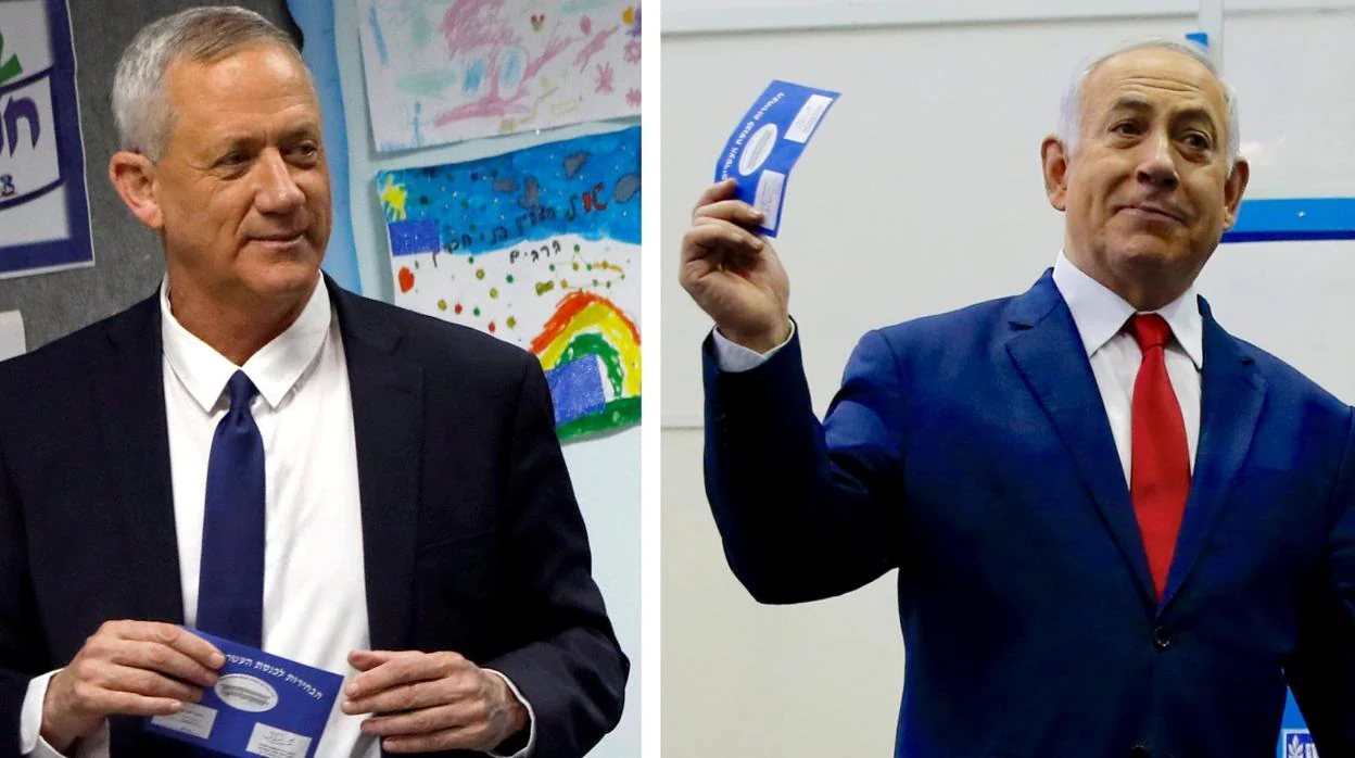 Los sondeos a pie de urna dan un resultado muy ajustado entre Gantz y Netanyahu
