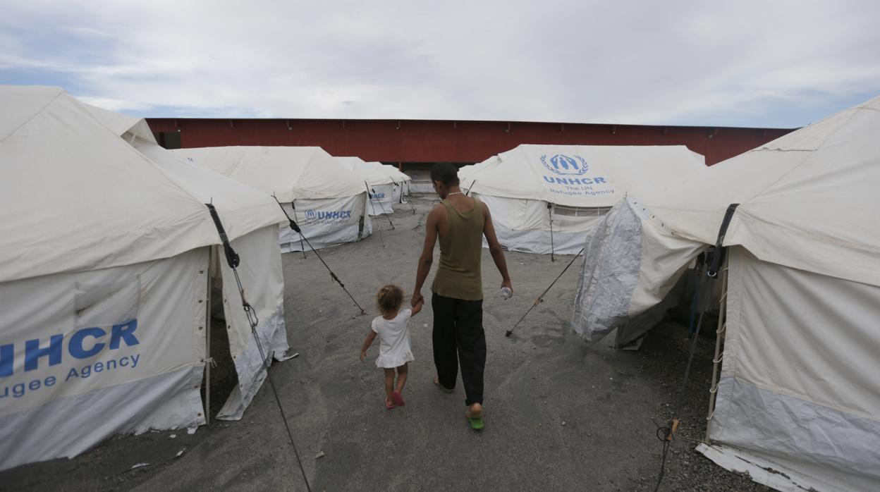 Refugiados venezolanos, la semana pasada en un campo de ACNUR en Boa Vista (Brasil)