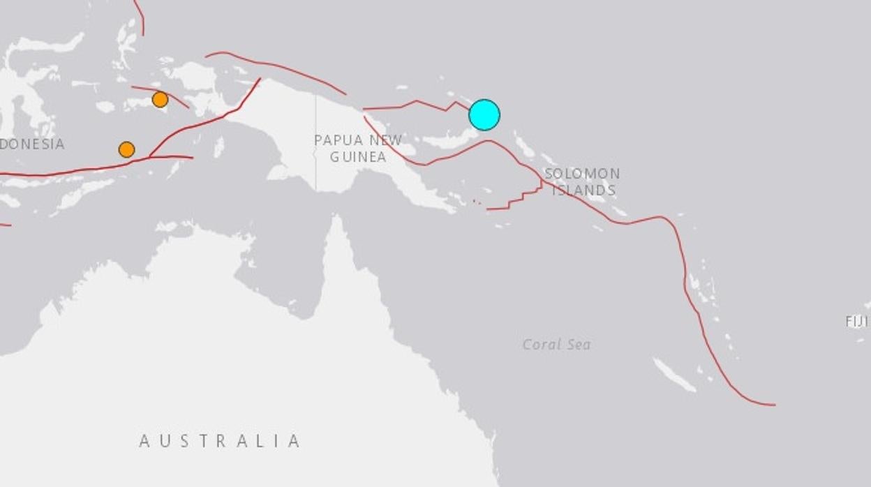 Epicentro del terremoto de Papúa Nueva Guinea