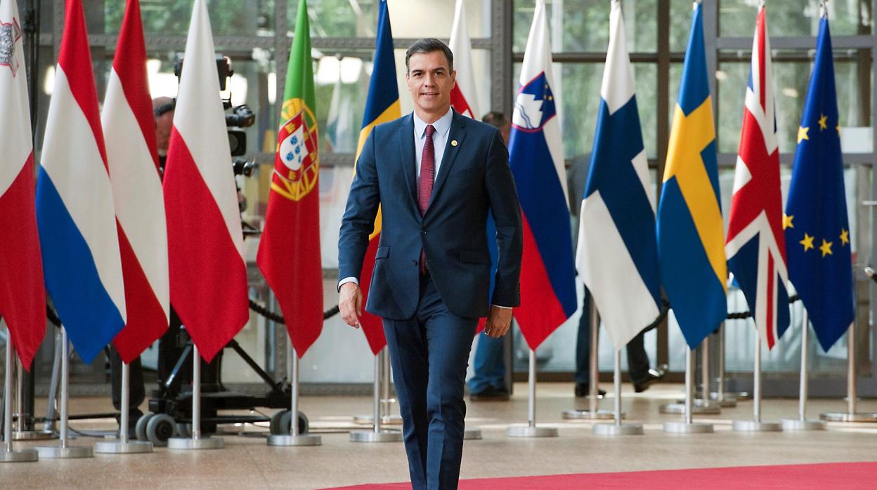 Pedro Sánchez a su llegada hoy a Bruselas