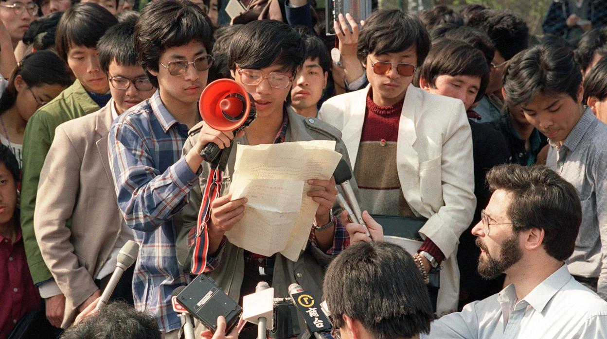 Miembros de las protestas en Tiananmen en 1989