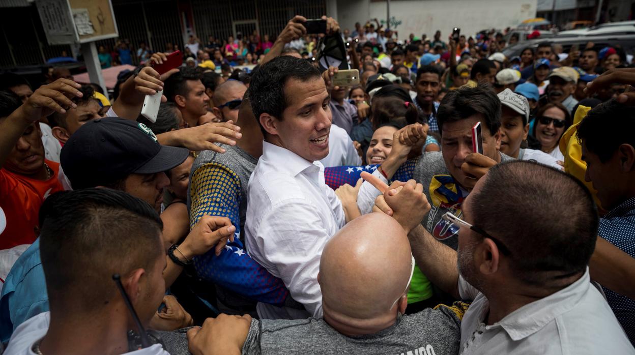 Juan Guaidó en un mitin en la localidad venezolana de Charallave