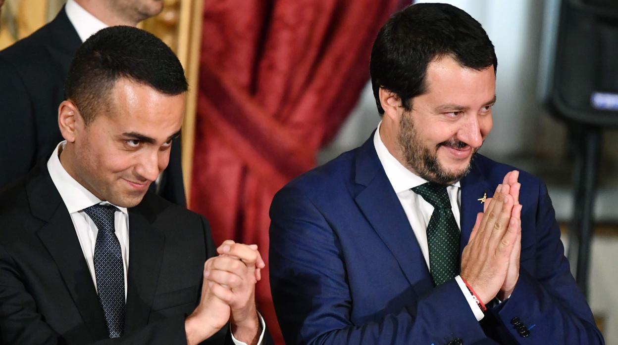 Luigi Di Maio y Matteo Salvini en el Palacio del Quirinale