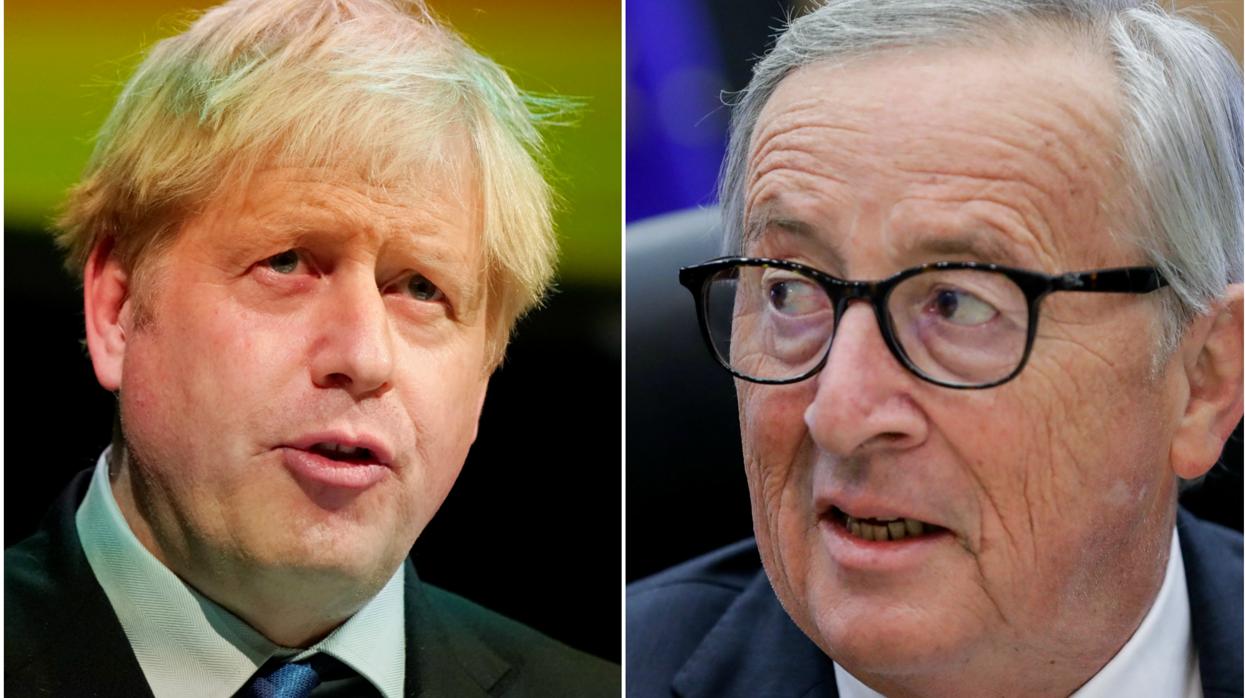 El primer ministro británico, Boris Johnson, y el presidente de la Comisión Europea, Jean-Claude Juncker
