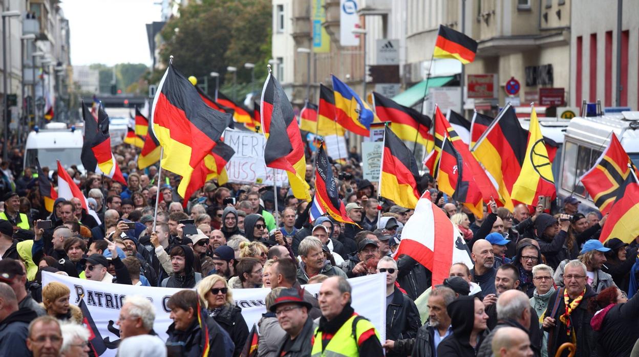 Un momento de la manifestación ultra celebrada hoy en el centro de Berlín
