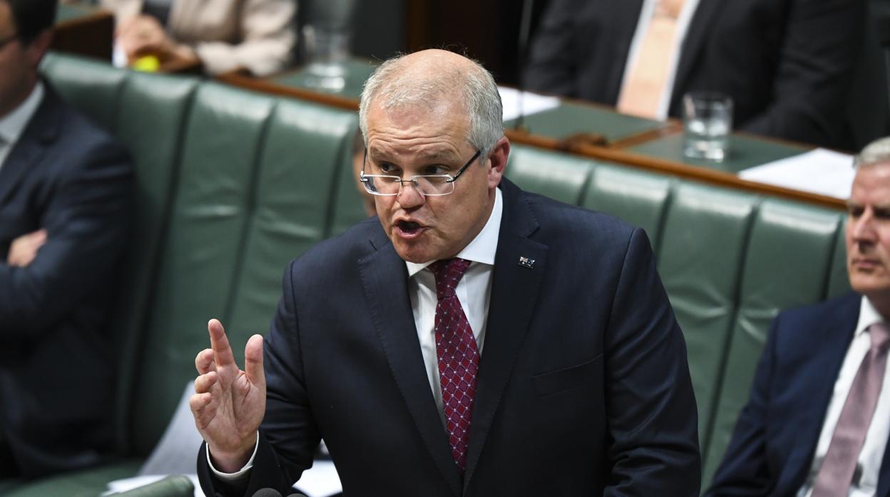 El primer ministro australiano, Scott Morrison durante un discurso en el Parlamento de Camberra