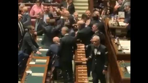 Peticiones de matrimonio y peleas, la locura se apodera del Parlamento italiano