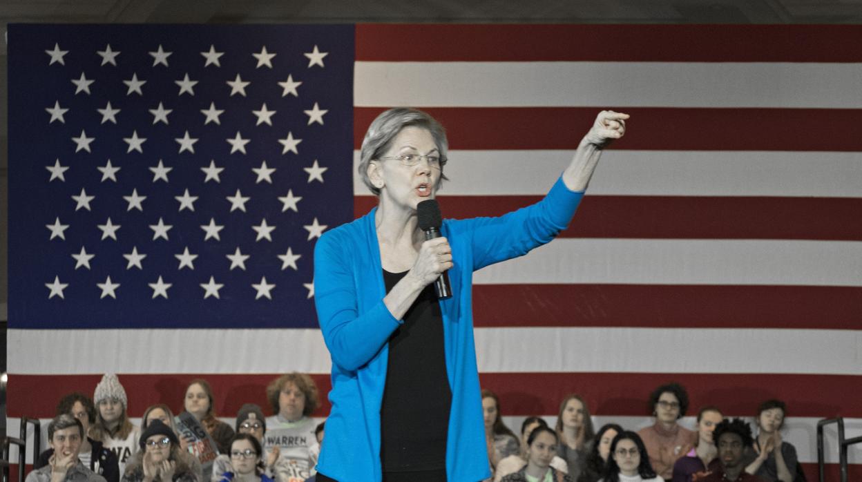La senadora por Massachusetts Elizabeth Warren, durante un mitin preelectoral