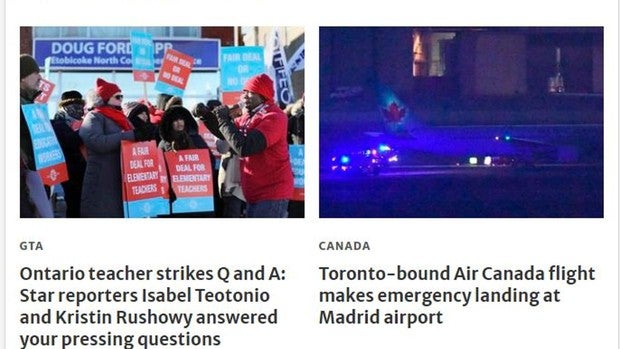 Los medios canadienses alertan del aterrizaje de emergencia del avión de Air Canada en Madrid