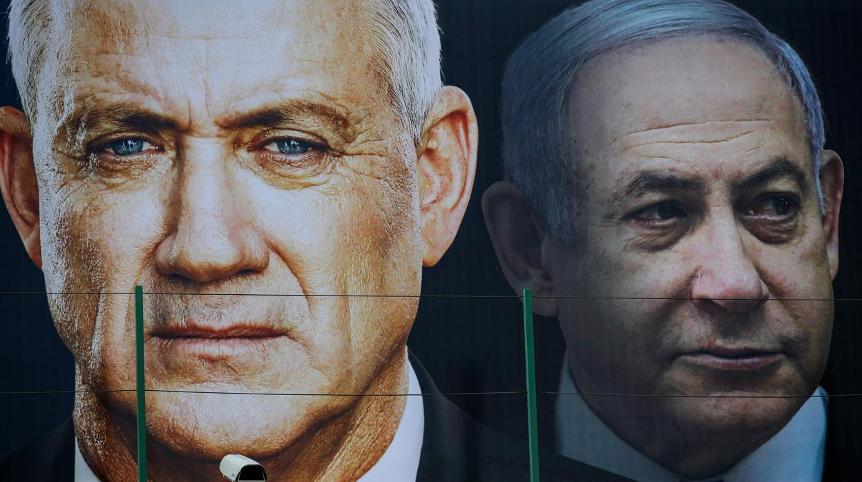 Una publicidad de los candidatos en las últimas elecciones en Israel