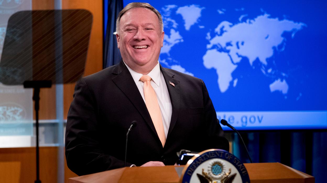 Mike Pompeo, este martes durante la rueda de prensa que ofreció en Washington