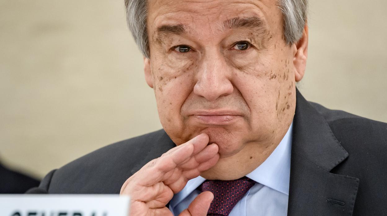 El secretario general de la ONU, António Guterres, en una sesión de la Comisión de Derechos Humanos