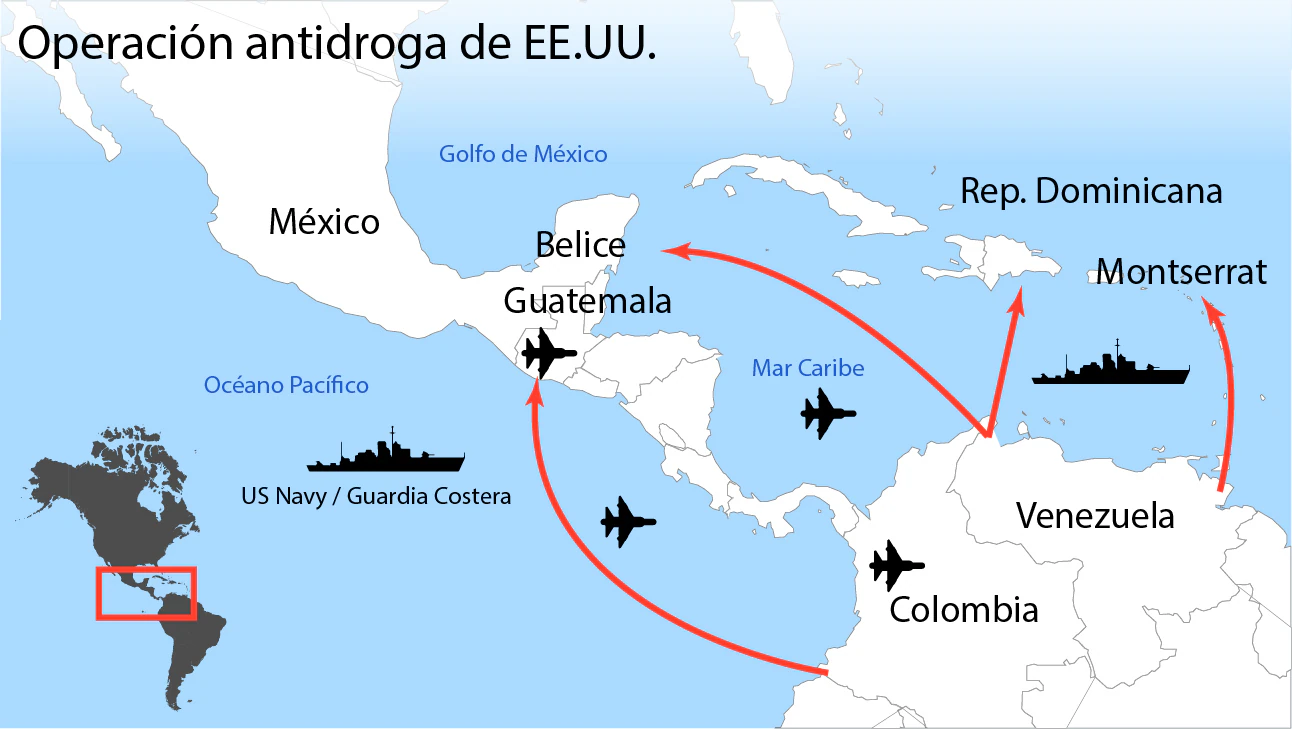 Así es el despliegue militar de EE.UU. frente a Venezuela