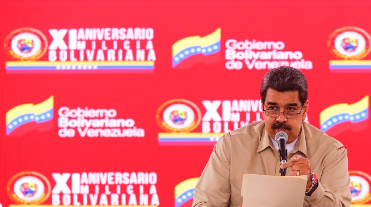 Maduro, en un acto ayer por el XI aniversario de la milicia bolivariana