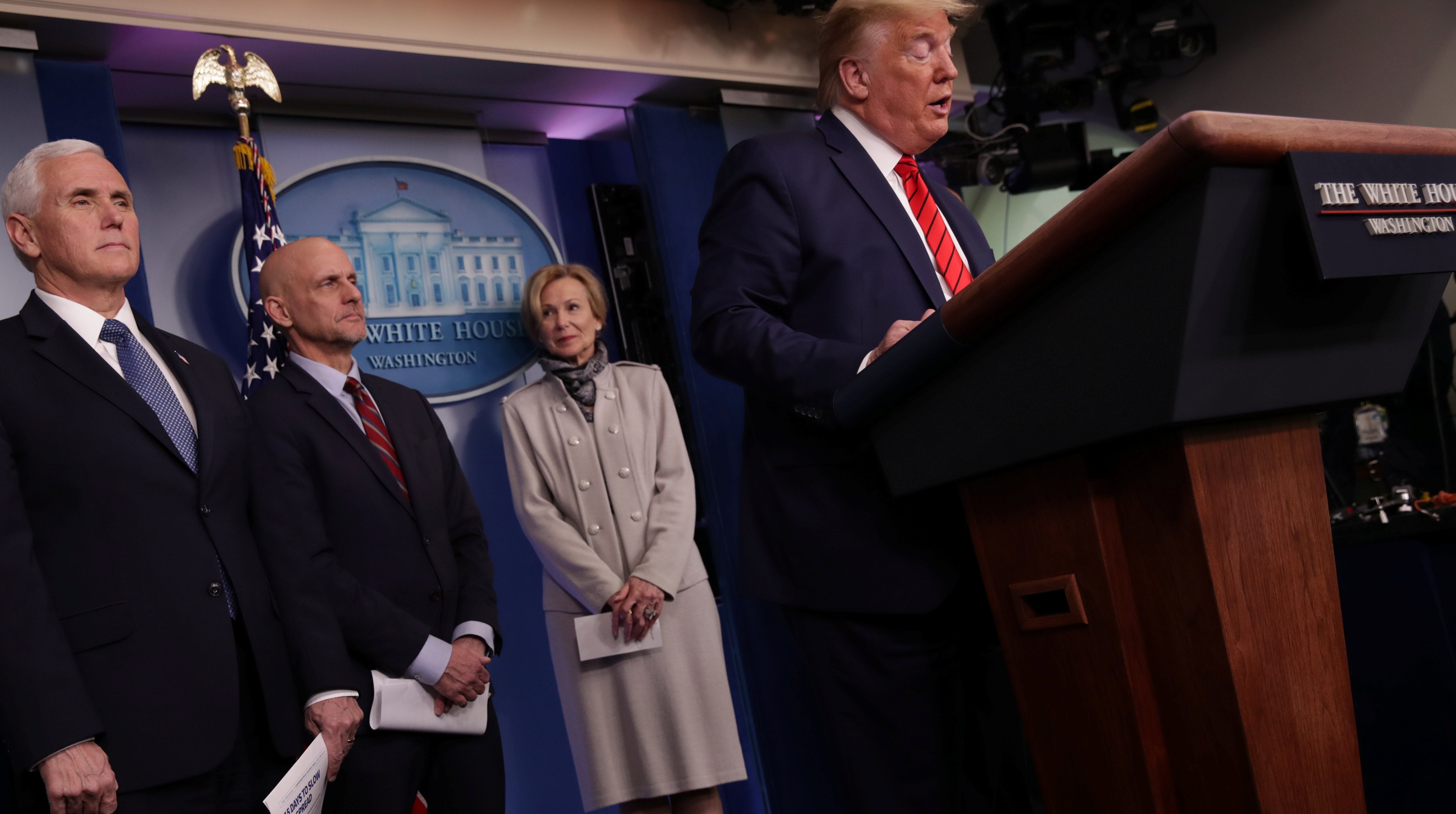 Trump, durante una de sus ruedas de prensa para hablar de la crisis del coronavirus