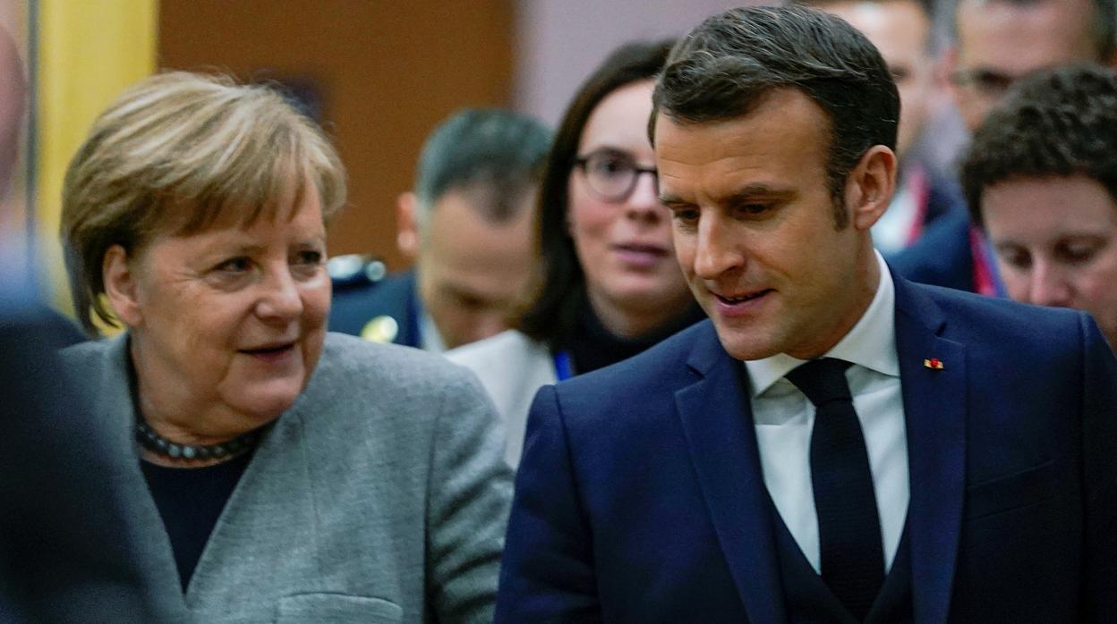 La canciller de Alemania, Angela Merkel, junto al presidente de Francia, Emmanuel Macron