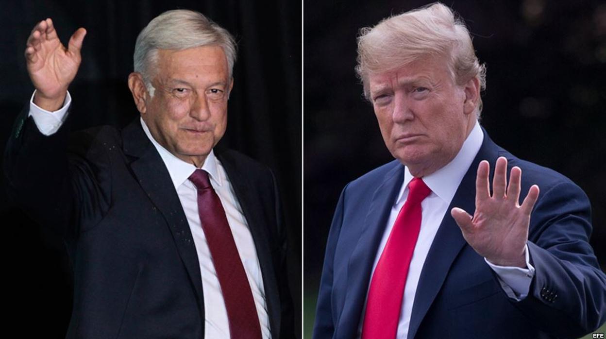 El presidente López Obrador (izquierda) y su homólogo estadounidense, Donald Trump