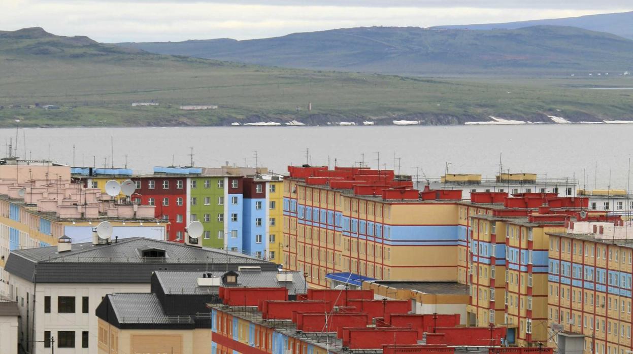 Una vista general muestra las viviendas en la ciudad rusa de Anadyr, en Chukotka