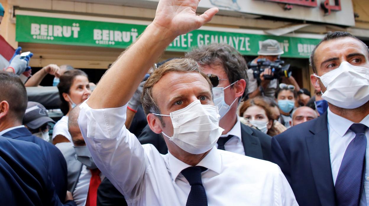 El presidente de Francia, Emmanuel Macron, durante su visita al Líbano