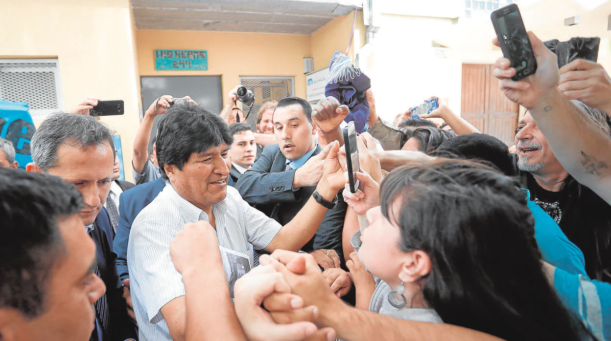 Evo Morales, durante un acto en Argentina, país en el que vive actualmente
