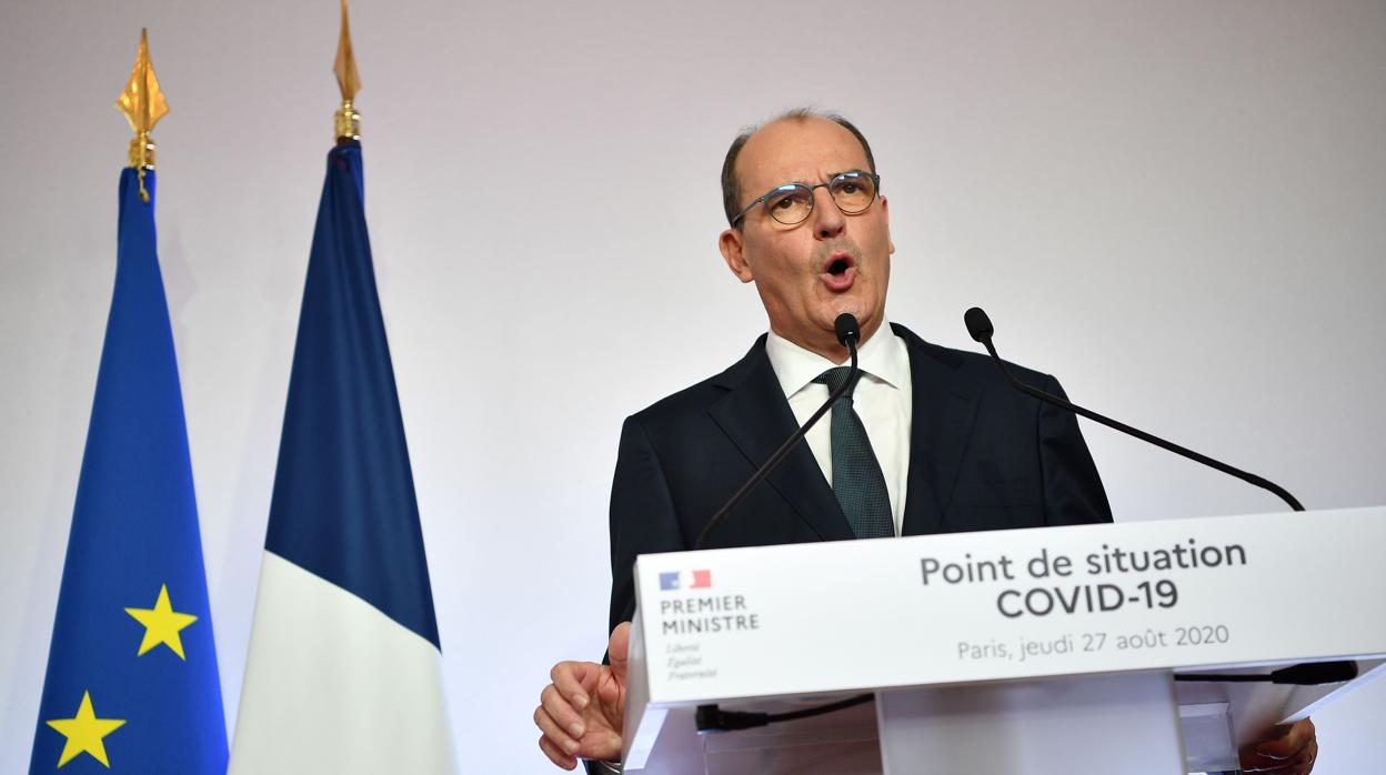 El primer ministro francés, Jean Castex, durante la rueda de prensa de este jueves