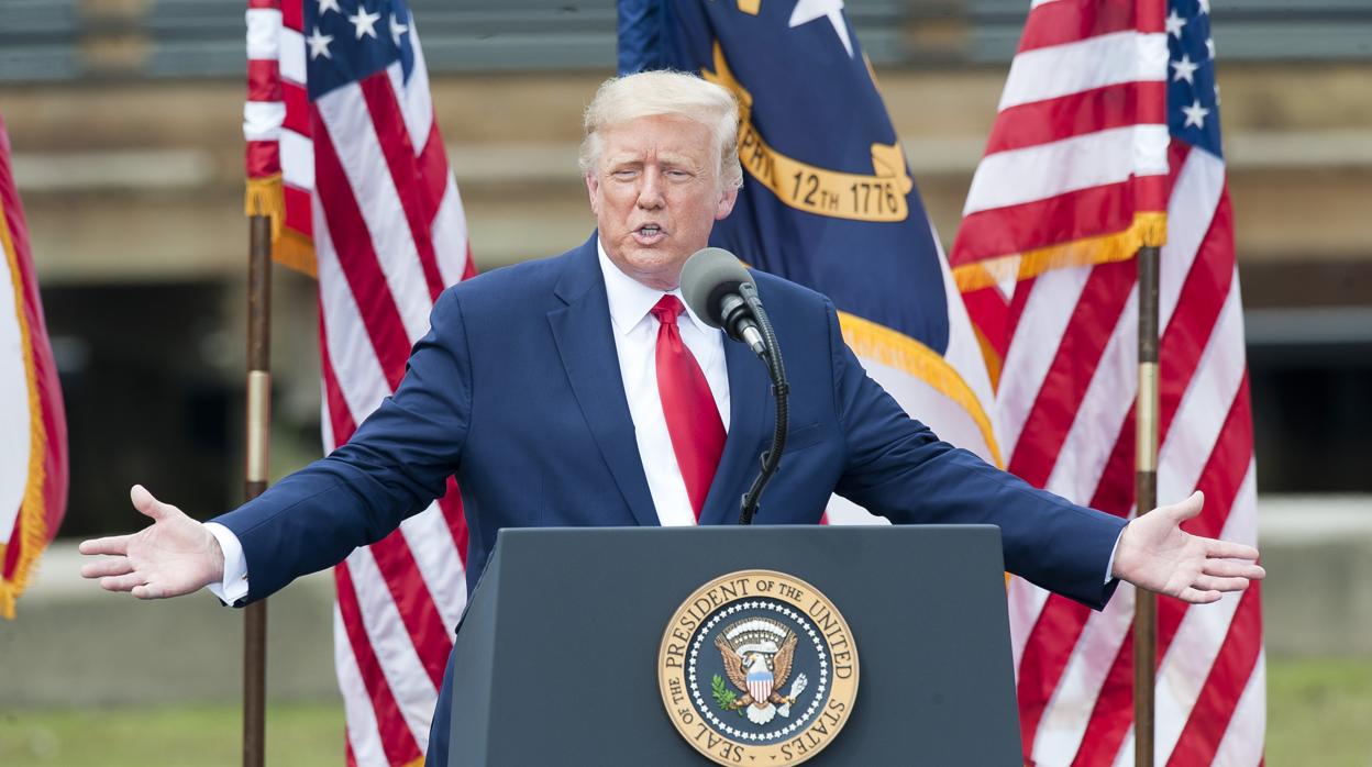 El presidente Donald Trump, durante su mitin en Carolina del Norte