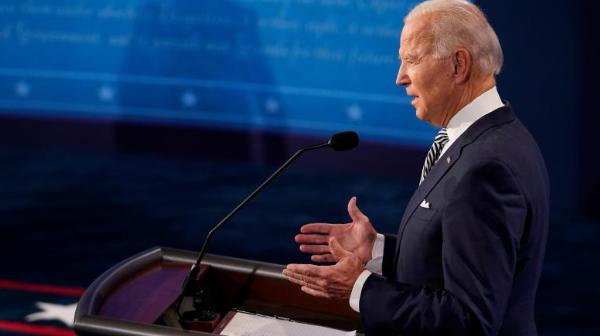 El candidato presidencial demócrata, Joe Biden, durante el primer debate presidencial