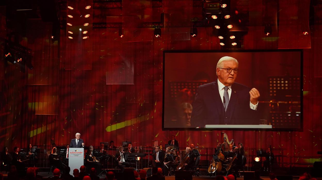 Un momento del discurso del presidente alemán, Frank-Walter Steinmeier, con motivo del 30 aniversario de la caída del Muro