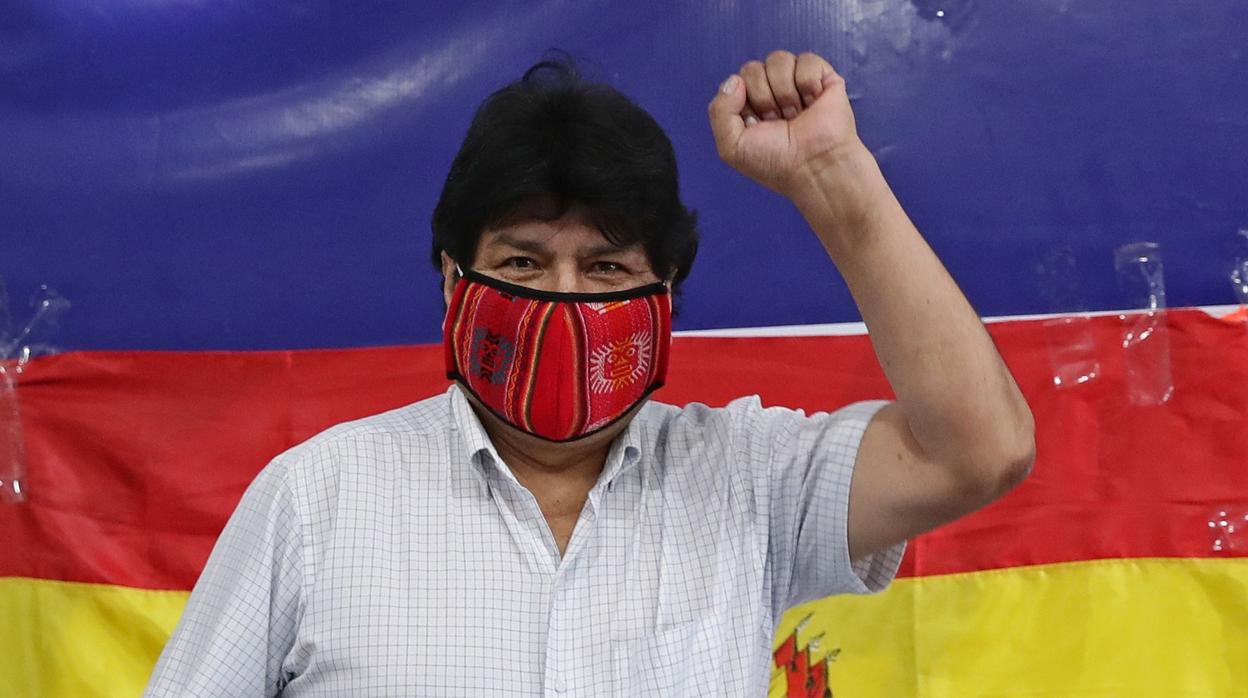 El expresidente de Bolivia, Evo Morales, en una rueda de prensa en Argentina