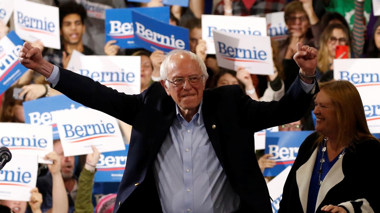 Bernie Sanders durante un acto de su campaña electoral