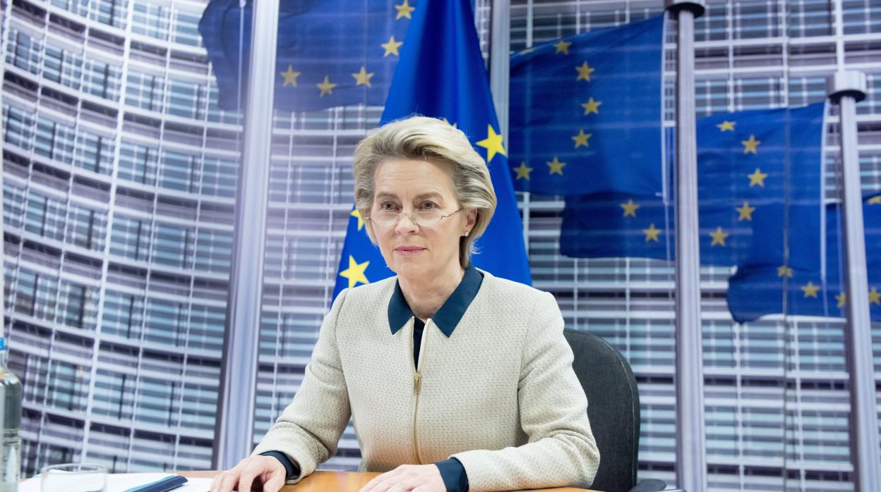 La presidenta de la Comisión Europea, Von der Leyen, durante la cumbre de la UE por videoconferencia