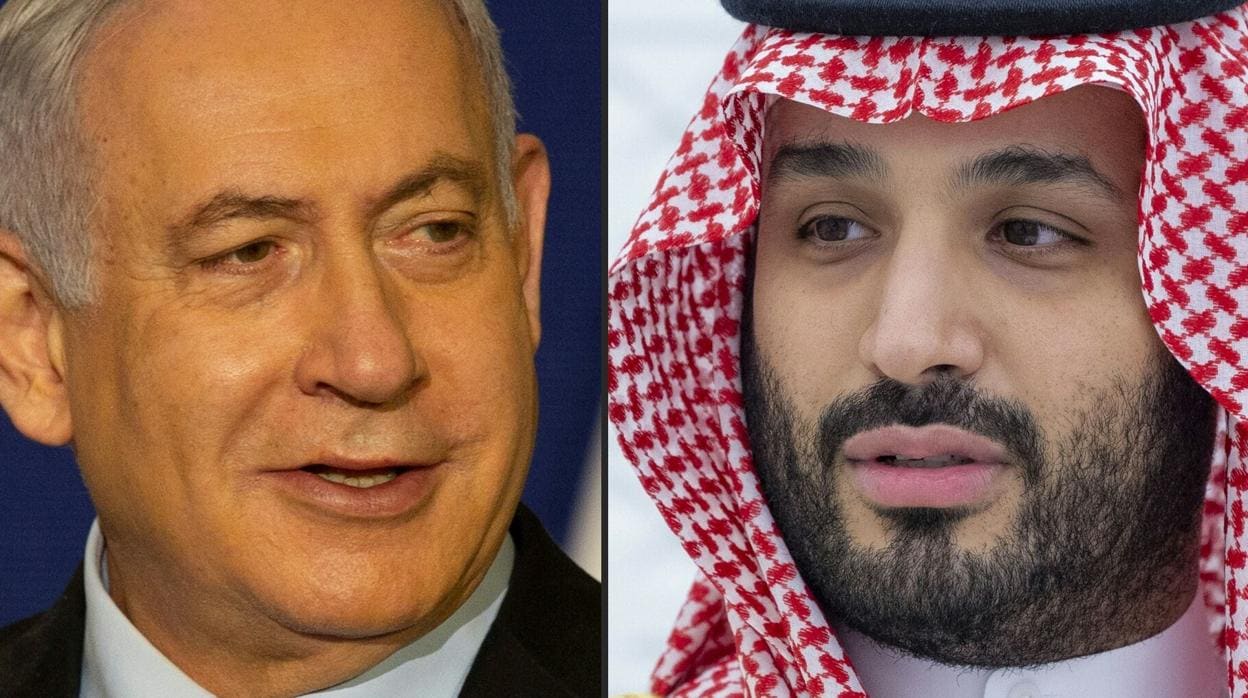 El primer ministro israelí, Benjamin Netanyahu, y el Príncipe heredero saudí, Mohamed bin Salman