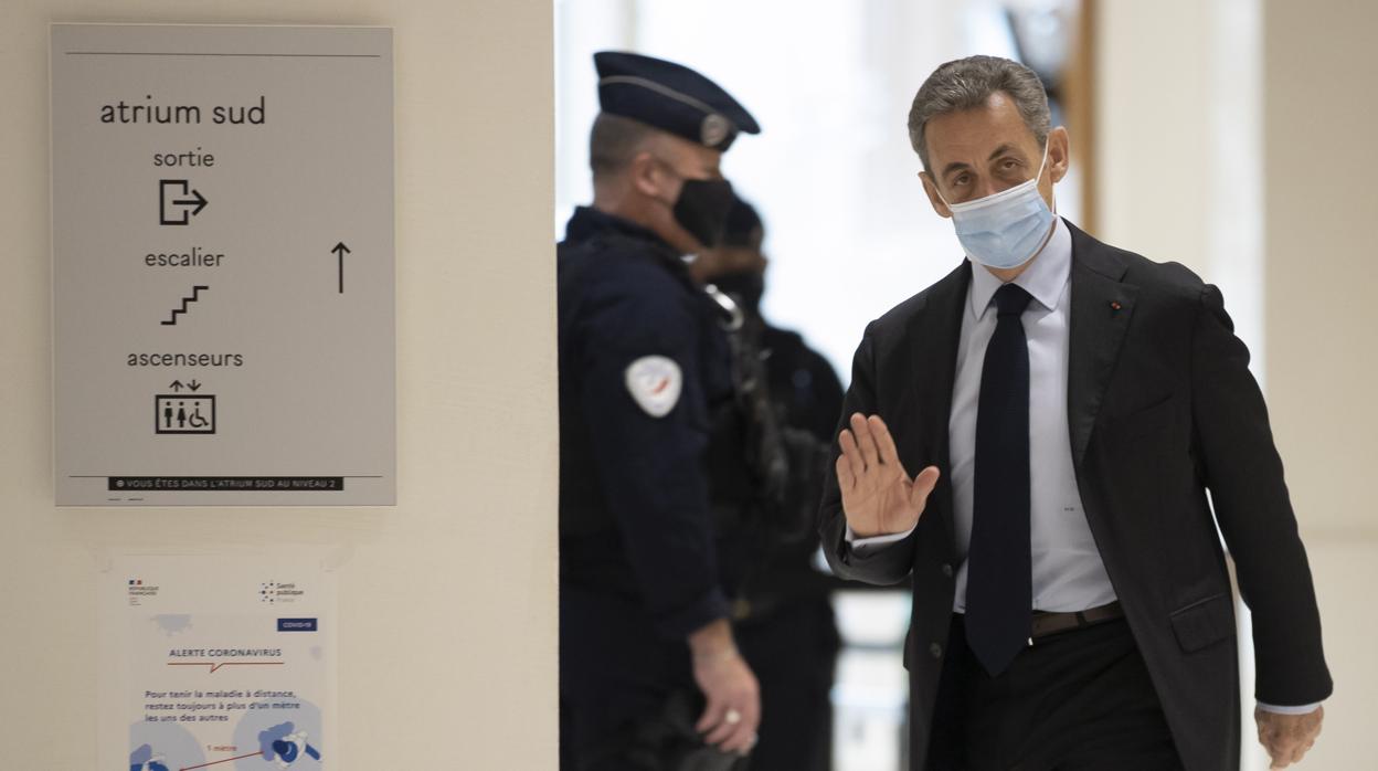 Nicolas Sarkozy, a su llegada al juzgado