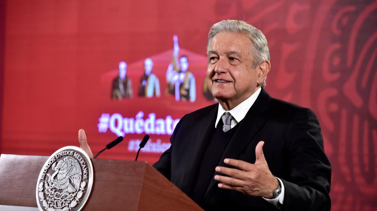 El presidente Andrés Manuel López Obrador, durante su rueda de prensa este lunes