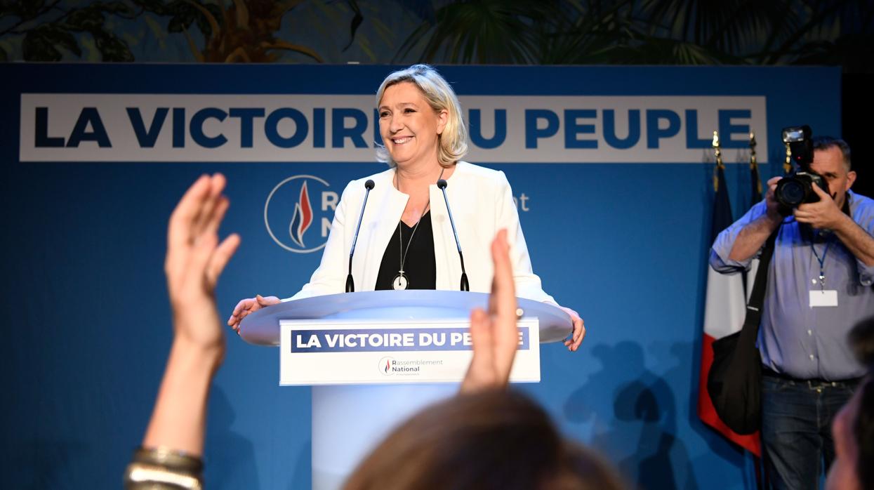 Marine Le Pen durante los resultados de las elecciones parlamentarias europeas, el 26 de mayo de 2019