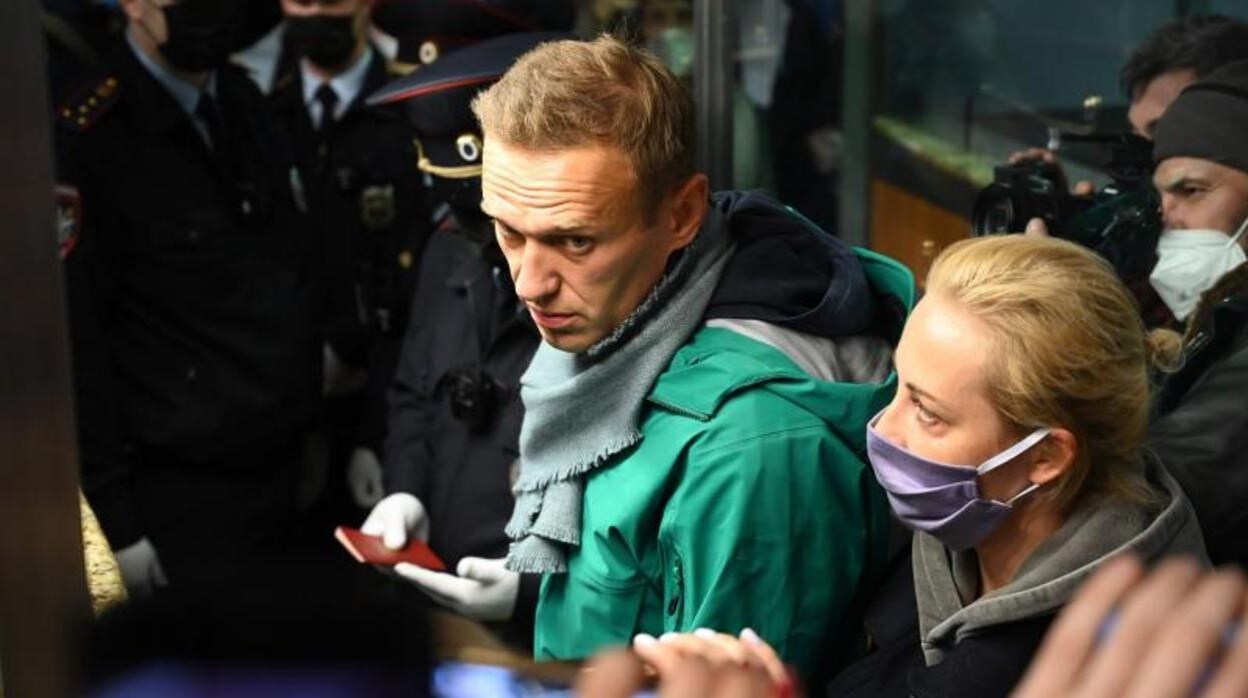 Alexéi Navalni, poco antes de ser detenido a su regreso a Moscú desde Berlín el pasado enero