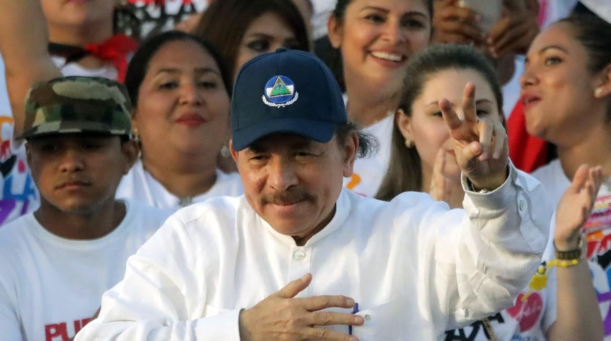 El presidente de Nicaragua, Daniel Ortega, durante la celebración de la Revolución Sandinista en 2018