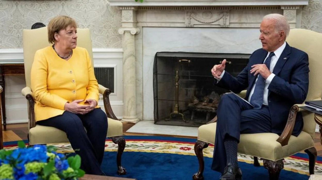 Angela Merkel y Joe Biden, en el despacho oval de la Casa Blanca