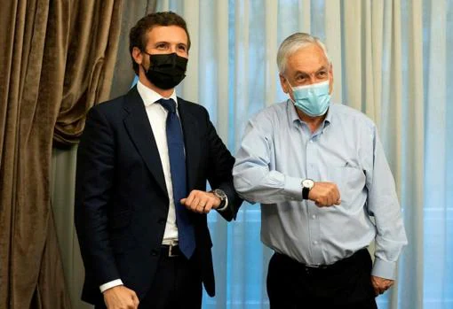 El presidente del PP, Pablo Casado, se reunió con Piñera el pasado martes en Madrid