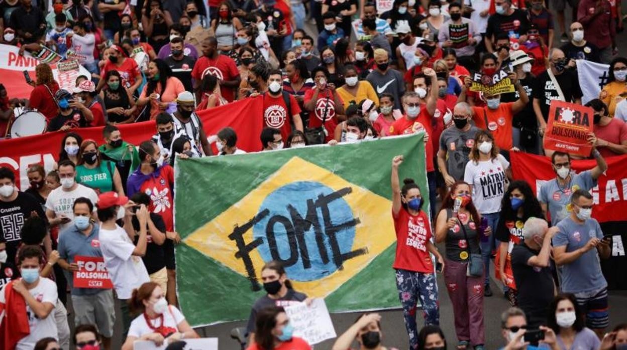 Protesta contra Jair Bolsonaro este sábado en Brasilia