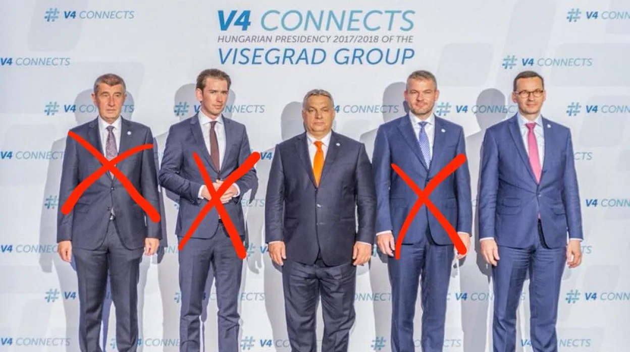 Cumbre de líderes del Visegrado del año 2018 con la participación del canciller austriaco Sebastian Kurz. De aquella foto, solo tienen confirmado la continuidad de mandato los primeros ministros de Hungría, Viktor Orban (en el centro), y Polonia, Mateusz Morawiecki